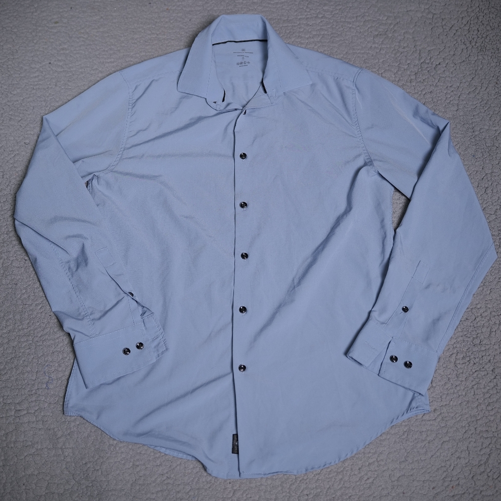 Brookiya Brigade Shirt Men Large 4 Way Stretch Modern Slim Fit Spandex Button Up